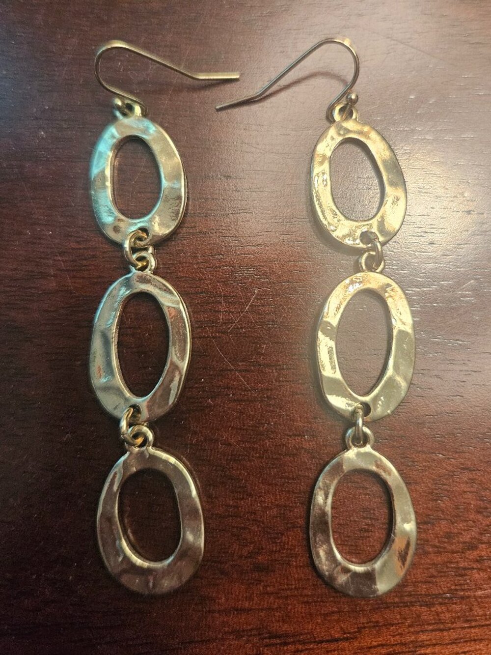 Gold-Tone Triple Oval Dangle Earrings